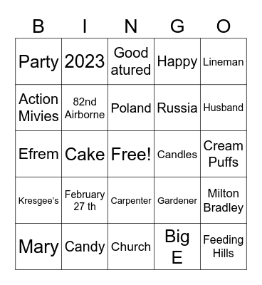 HARRY’S BIRTHDAY Bingo Card