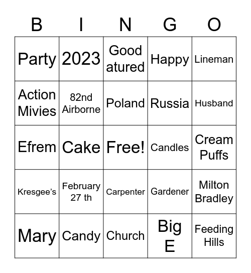 HARRY’S BIRTHDAY Bingo Card