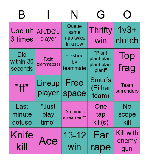 KegShoutsTTV Valorant Bingo Card