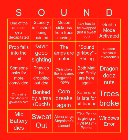 Sounderella Tech Bingo Card