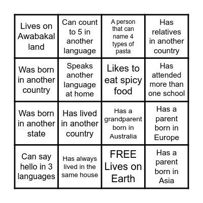 We Celebrate Our Class Diversity! Bingo Card