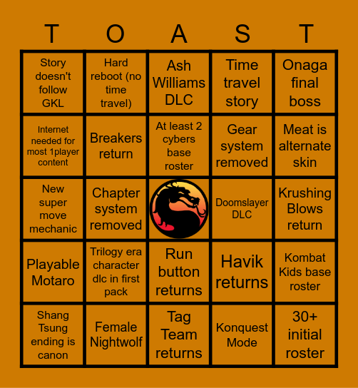 MK12 Bingo Card