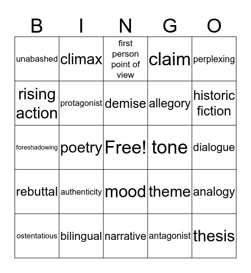 Midterm Exam BINGO Card