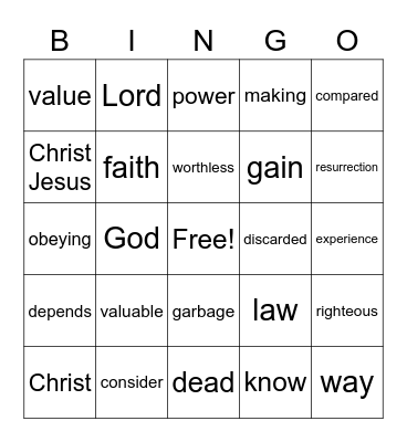 Philippians 3:7-11 NLT Bingo Card