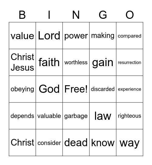Philippians 3:7-11 NLT Bingo Card