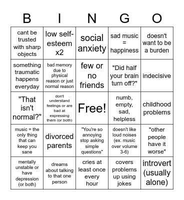 Flower (me) kinnie bingo!! Bingo Card