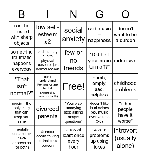 Flower (me) kinnie bingo!! Bingo Card