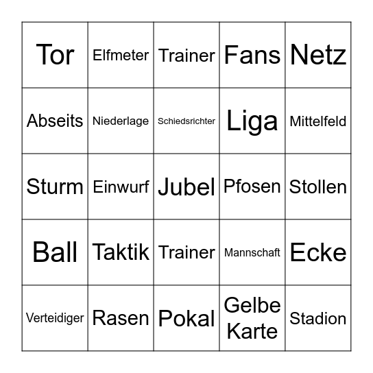 Fussballbingo Card