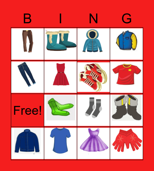 CLOTHES BINGO! Bingo Card