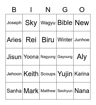 Shashana Bingo Card