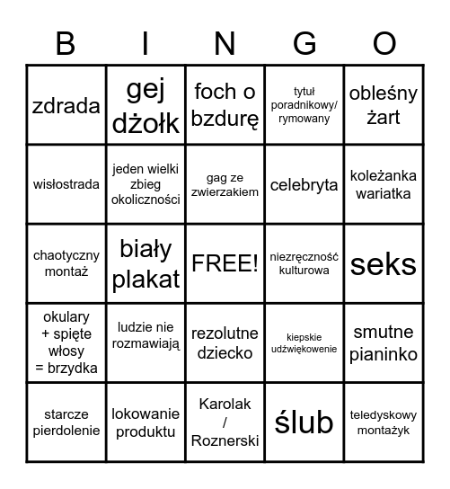 Paździerzowe bingo! Bingo Card