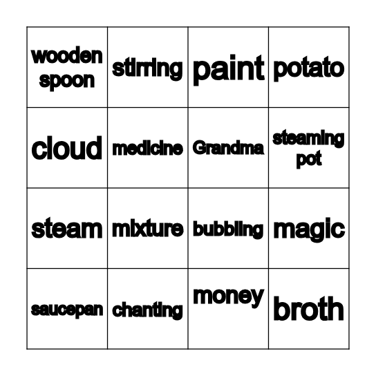 George's Marvellous Medicine Bingo Card