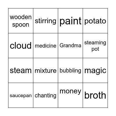 George's Marvellous Medicine Bingo Card