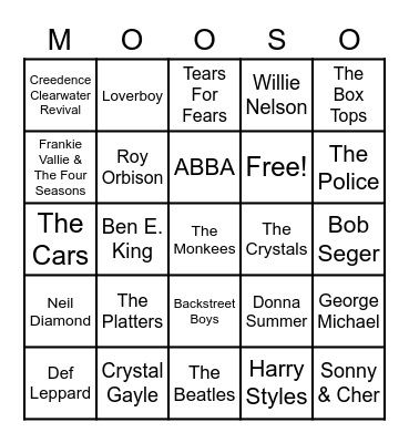 Music BINGO With Moose! Bingo Card