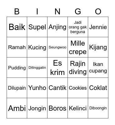 YUNHO Bingo Card