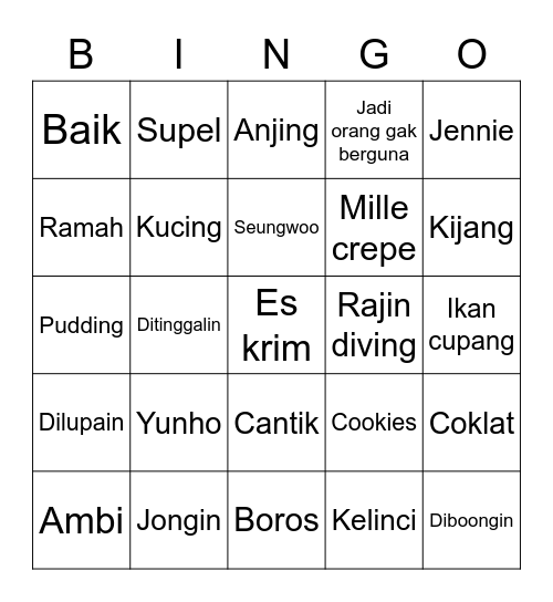 YUNHO Bingo Card