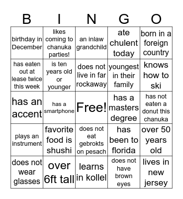 chanukah bingo 2015 Bingo Card