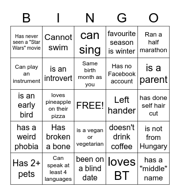 BT PM Bingo Card