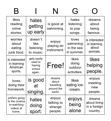 Find someone who .... Bingo Card