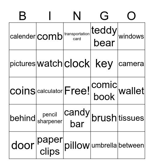 Ben and Angel Bingo Card