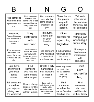 Interactive Human Bingo Card