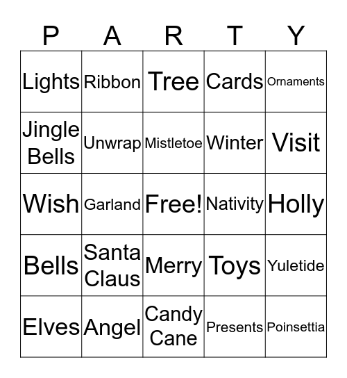 Holiday Party Bingo Card