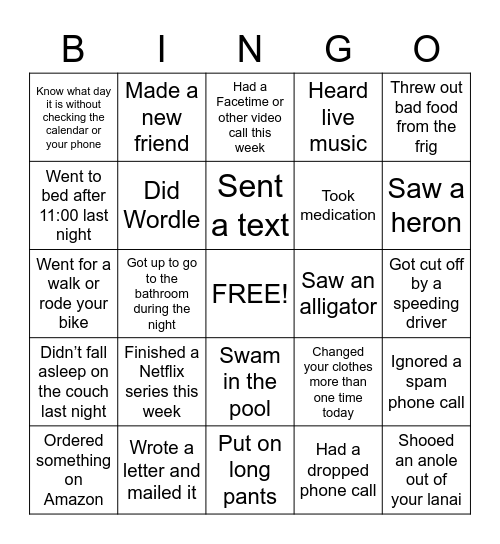 70th birthday party Bingo Card