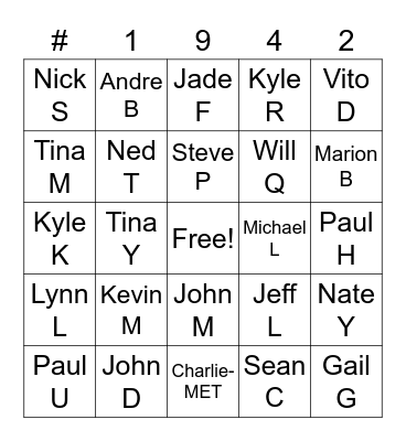 New Associate Coaches Bingo Card
