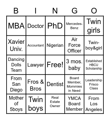 Get to Know PNM Bingo Card