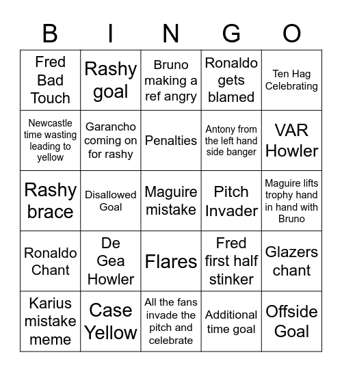 EFL CUP FINAL BINGO Card