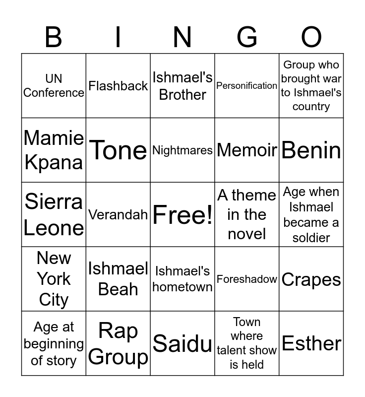 a-long-way-gone-bingo-card