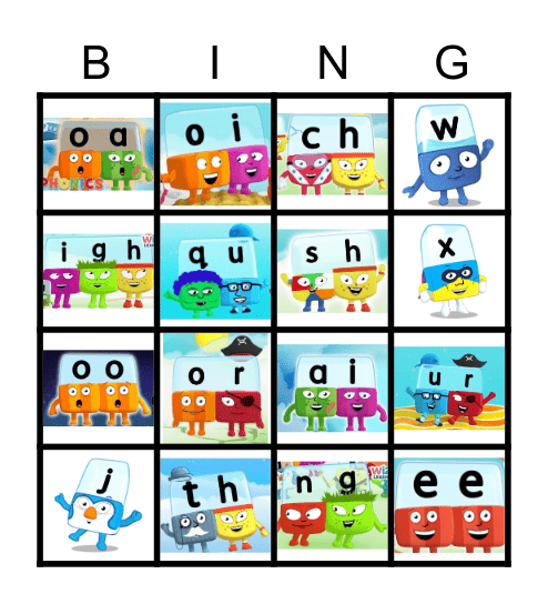 Alphablocks Bingo Phase 3 Bingo Card