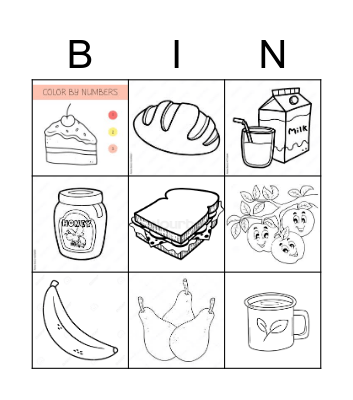 food and drinks Bingo Card