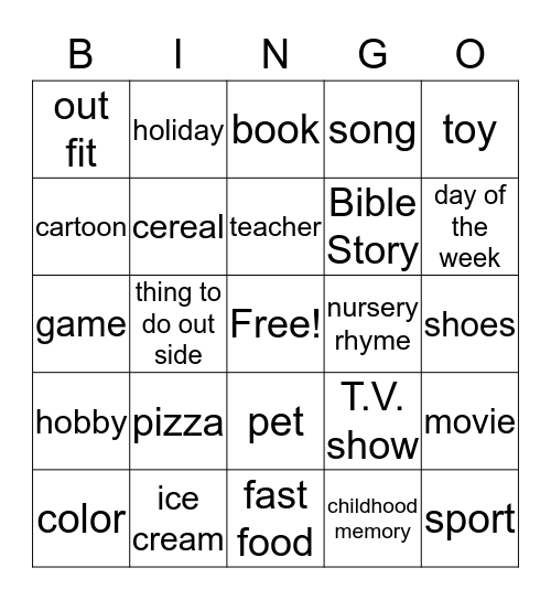 As A child what was your favorite Bingo Card