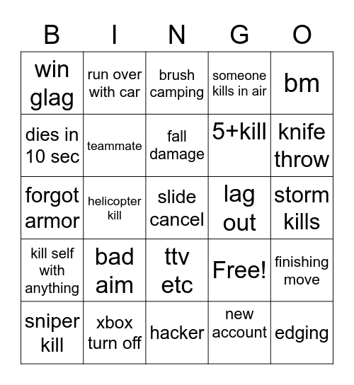 mw2 warzone 2 Bingo Card