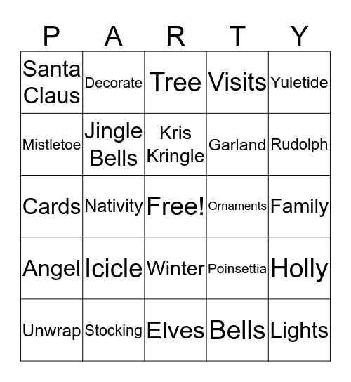 Holiday Party Bingo Card