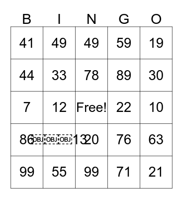 Math Place Value  Bingo Card