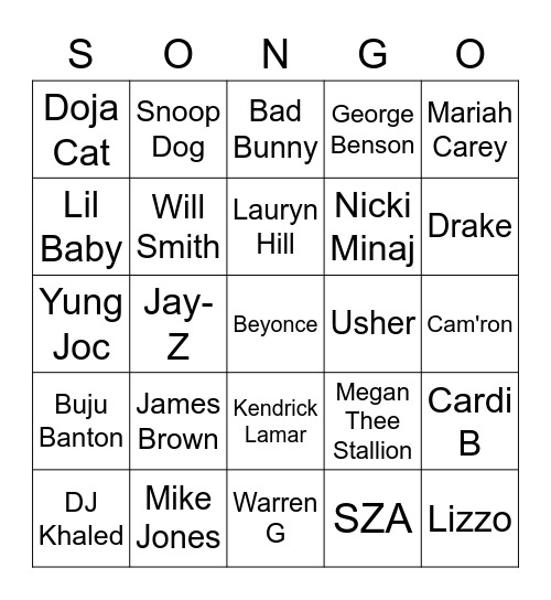 Songo Game 6 Bingo Card