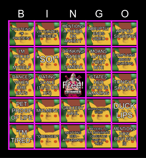 CRUSADER ACTUAL'S AMBERLYNN REID BINGO Card