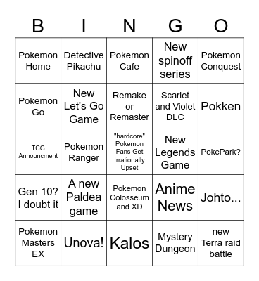 Pokemon 2/27 Bingo Card