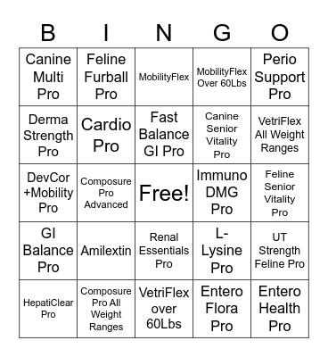 PRO LINE BINGO Card