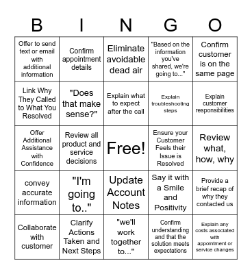 Set Clear Expectations Bingo Card