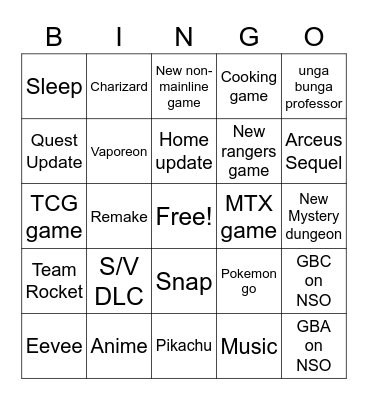 Pokémon Day Disappointment Bingo Card