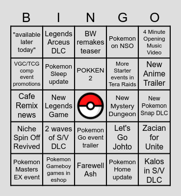 POKEMON DAY BINGO Card