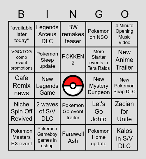 POKEMON DAY BINGO Card