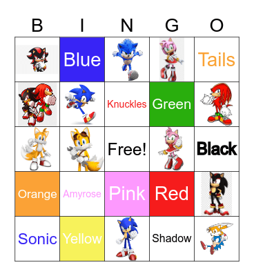 Sonic Hedgehog Bingo Card