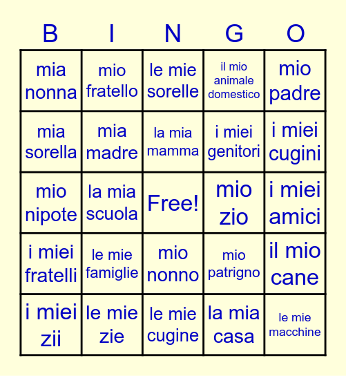 "IL MIO" BINGO Card