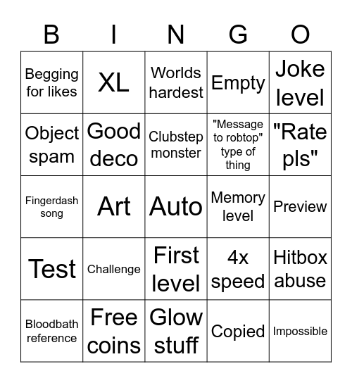 Recent tab Bingo Card