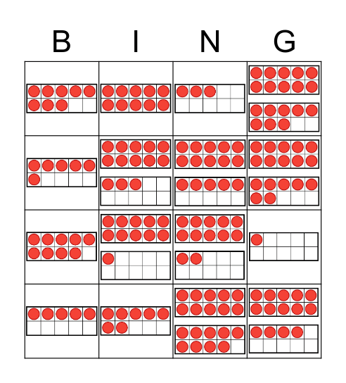 Ten Frames Bingo Card