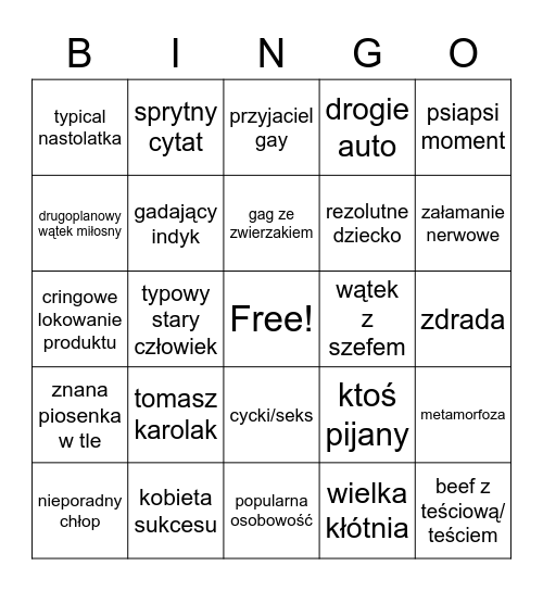 polskie filmy bingo Card